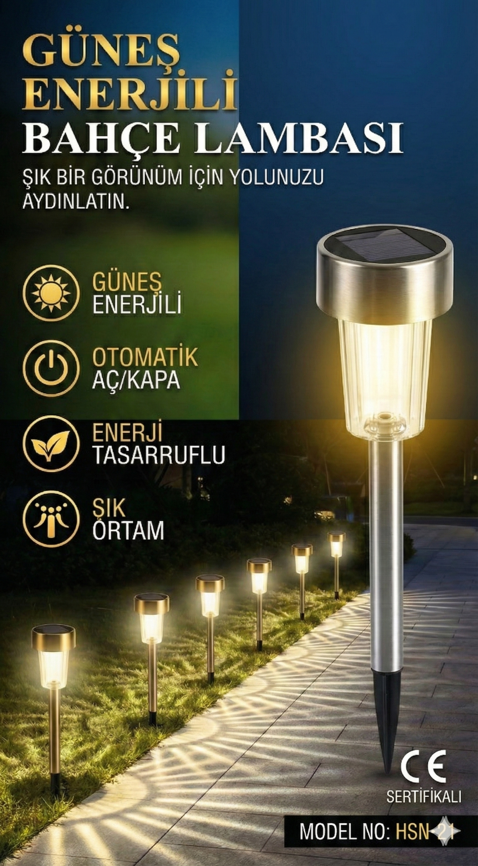 Güneş Enerjili Bahçe Lambası Plastik Saplama 10lu Set